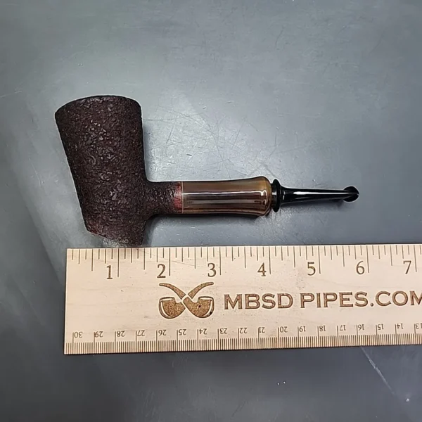 Bennie Joe Rusticated Cherrywood w/ Horn Handmade Briar Pipe, New - Image 9