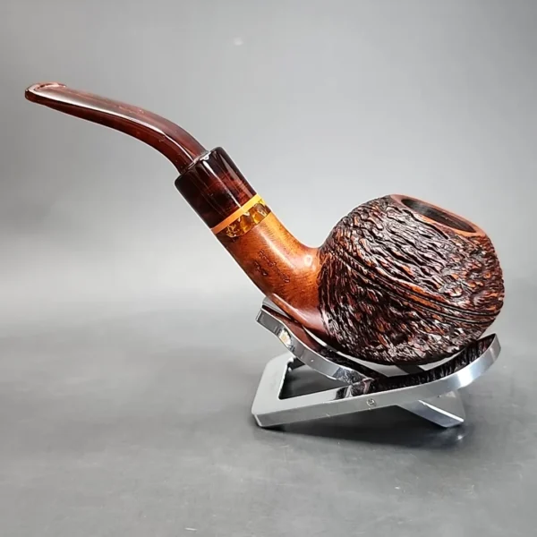 Stefano Santambrogio Rusticated Bent Rhodesian Estate Briar Pipe, Italian Estates [SOLD] - Image 9