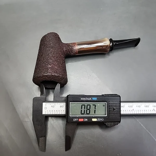 Bennie Joe Rusticated Cherrywood w/ Horn Handmade Briar Pipe, New - Image 10
