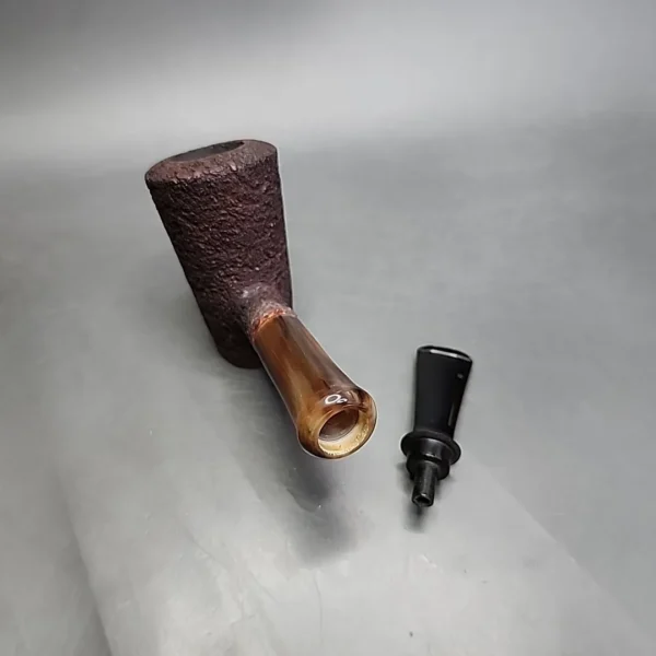 Bennie Joe Rusticated Cherrywood w/ Horn Handmade Briar Pipe, New - Image 11