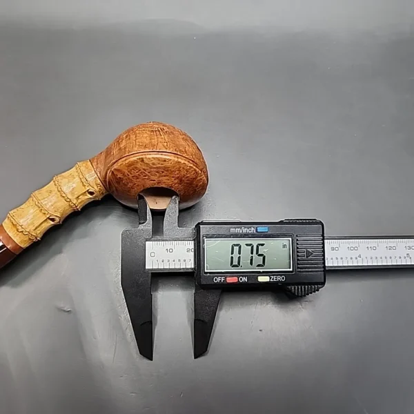 PapaBearPipes Sandblasted Bent Rhodesian w/ Bamboo Handmade Briar Pipe, New - Image 10