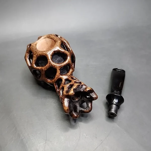 Moonlight Lotus Pod Handmade Briar Pipe, New - Image 12