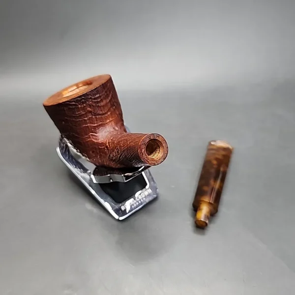 Dave Neeb Partially Sandblasted Bent Dublin Handmade Briar Pipe, New - Image 12