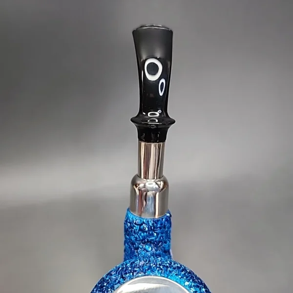 Blue Triple Mounted Silver Cap Block Meerschaum Pipe, New [SOLD] - Image 8
