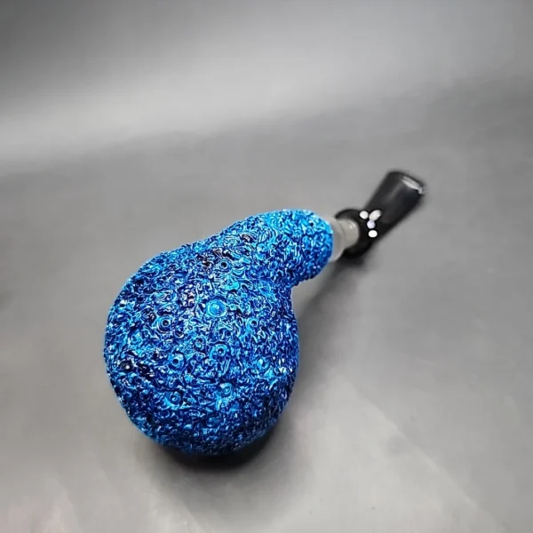 Blue Triple Mounted Silver Cap Block Meerschaum Pipe, New [SOLD] - Image 10