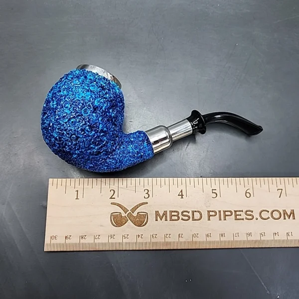 Blue Triple Mounted Silver Cap Block Meerschaum Pipe, New [SOLD] - Image 11