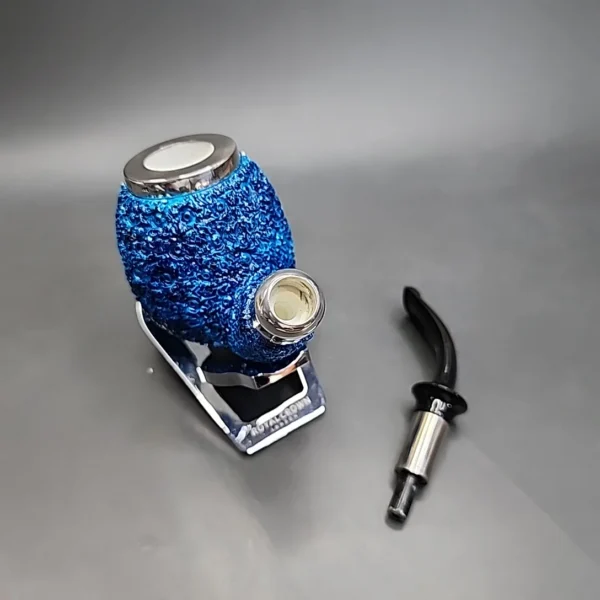 Blue Triple Mounted Silver Cap Block Meerschaum Pipe, New [SOLD] - Image 13