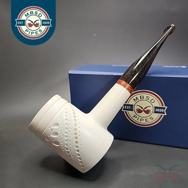 MBSD Meerschaum Deluxe Large Poker Block Meerschaum Pipe, Briar-Mortise