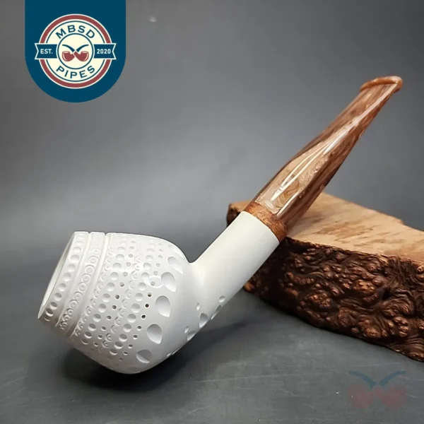 MBSD Meerschaum Deluxe Belge Block Meerschaum Pipe, Briar-Mortise