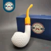 MBSD Meerschaum Deluxe Bent Apple Block Meerschaum Pipe, Briar-Mortise