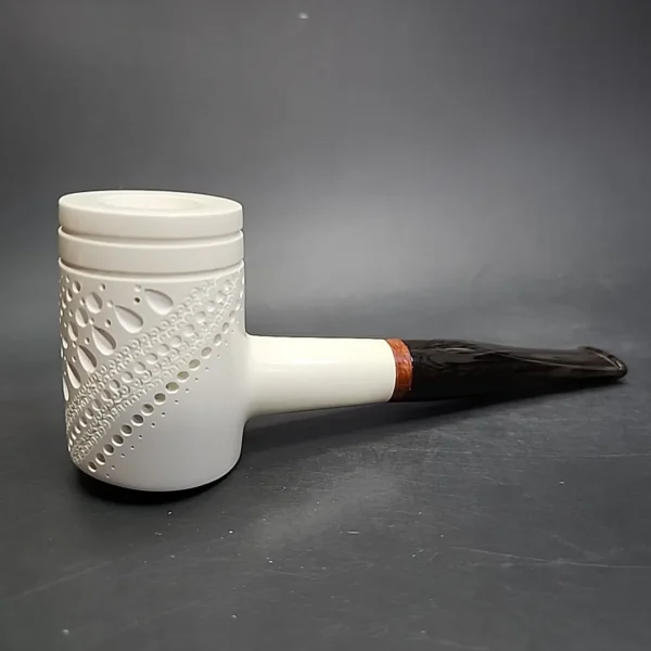 MBSD Meerschaum Deluxe Large Poker Block Meerschaum Pipe, Briar-Mortise - Image 3