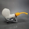 MBSD Meerschaum Deluxe Bent Apple Block Meerschaum Pipe, Briar-Mortise - Image 3