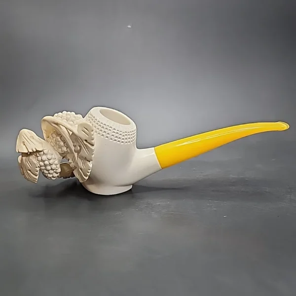 Vintage Floral Block Meerschaum Estate Pipe, with Fitted Case, Unsmoked - Image 3