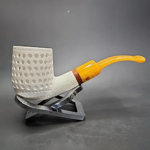 MBSD Meerschaum Deluxe True Lattice Billiard Block Meerschaum Pipe, Briar-Mortise - Image 3