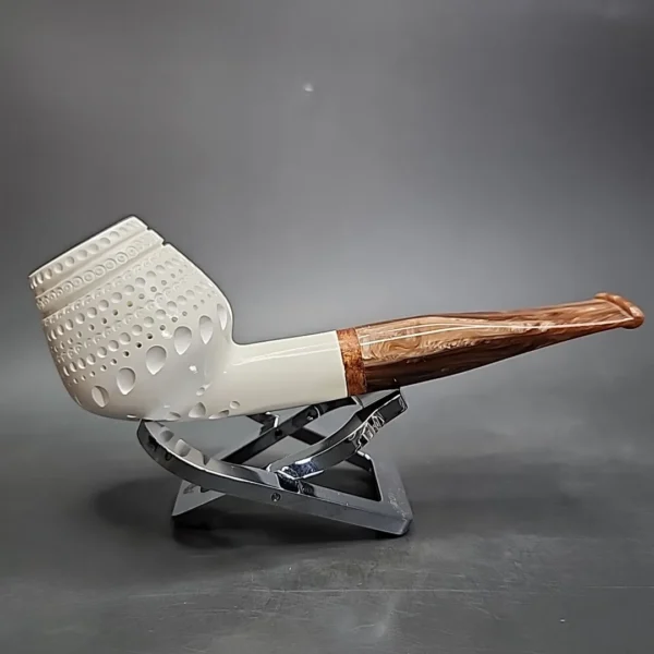 MBSD Meerschaum Deluxe Belge Block Meerschaum Pipe, Briar-Mortise - Image 4