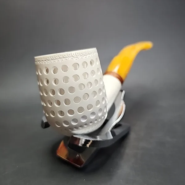 MBSD Meerschaum Deluxe True Lattice Billiard Block Meerschaum Pipe, Briar-Mortise - Image 4