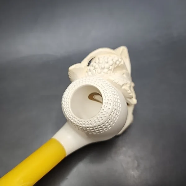 Vintage Floral Block Meerschaum Estate Pipe, with Fitted Case, Unsmoked - Image 6