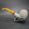 MBSD Meerschaum Deluxe Bent Apple Block Meerschaum Pipe, Briar-Mortise - Image 7