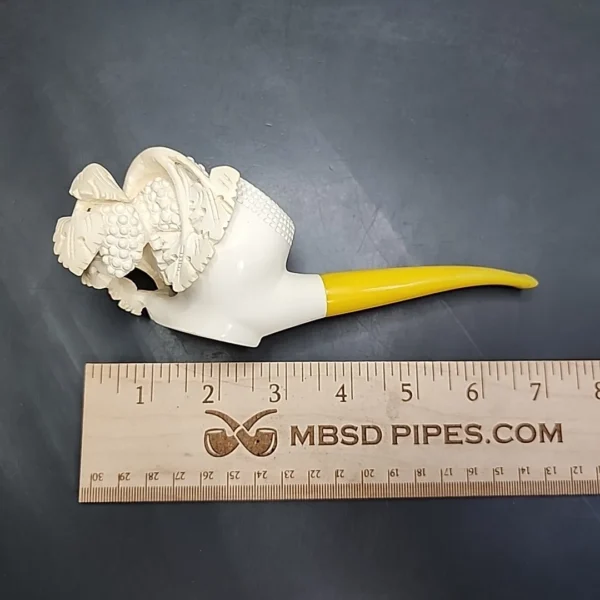 Vintage Floral Block Meerschaum Estate Pipe, with Fitted Case, Unsmoked - Image 8