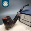 Savinelli 130th Anniversary Sandblasted Bent Billiard Estate Briar Pipe, Unsmoked