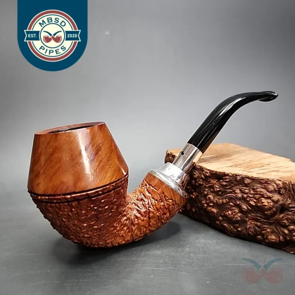 Caminetto 8.L.11 Partially Rusticated Rhodesian Estate Briar Pipe, Italian Estates