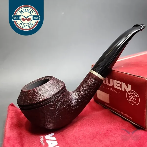 Vauen 5202 Sandblasted Bent Rhodesian Estate Briar Pipe, Unsmoked, 9mm