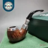 Peterson Flame Grain Spigot w/ Silver Cap 221 Smooth Bent Billiard Estate Briar Pipe, Irish Estates