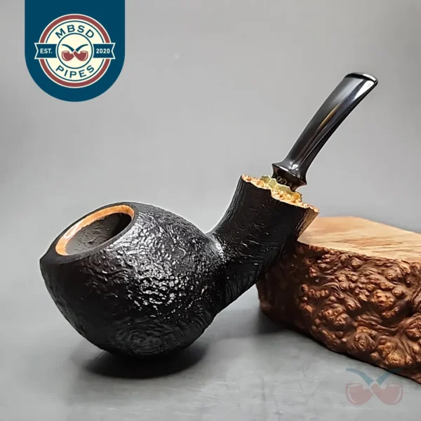 J Mouton Sandblasted Fish Handmade Briar Pipe, New