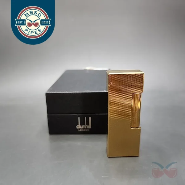 Dunhill Rollagas Gold Plate Barley Pipe Lighter, w/ Case, Used