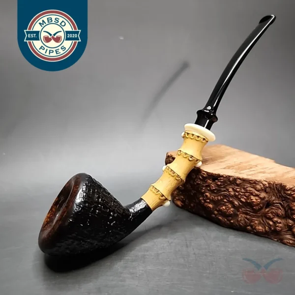 J Mouton Sandblasted Samurai Dublin Handmade Briar Pipe, New