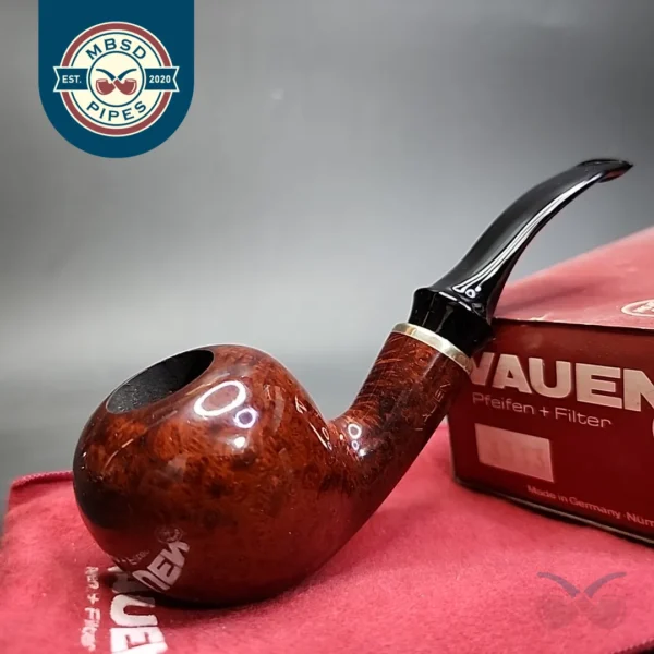 Vauen 3313 Smooth Bent Apply Estate Briar Pipe, Unsmoked, 9mm