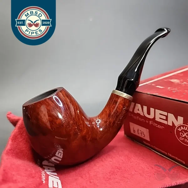 Vauen 6873 Smooth Bent Egg Estate Briar Pipe, Unsmoked, 9mm