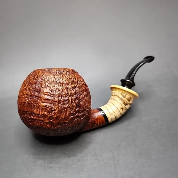 Doctor's Pipes Flash Grade Sandblasted Bent Apple Handmade Briar Pipe, New - Image 3