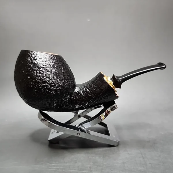J Mouton Sandblasted Fish Handmade Briar Pipe, New - Image 3