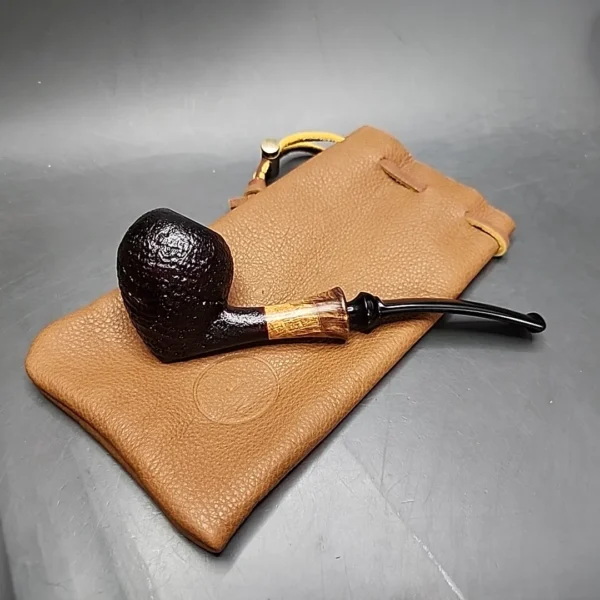 J Mouton Sandblasted Acorn Handmade Briar Pipe, New - Image 3