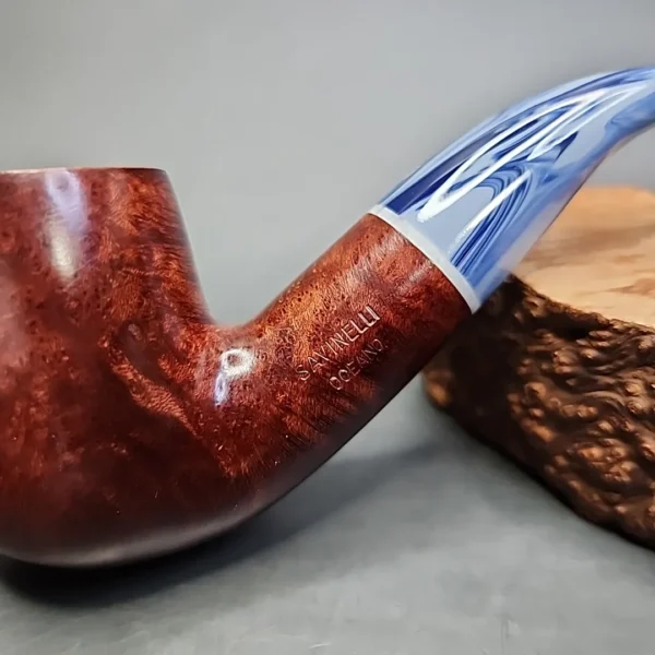 Savinelli Oceano 616 KS Smooth Bent Billiard Estate Briar Pipe, 6mm - Image 3