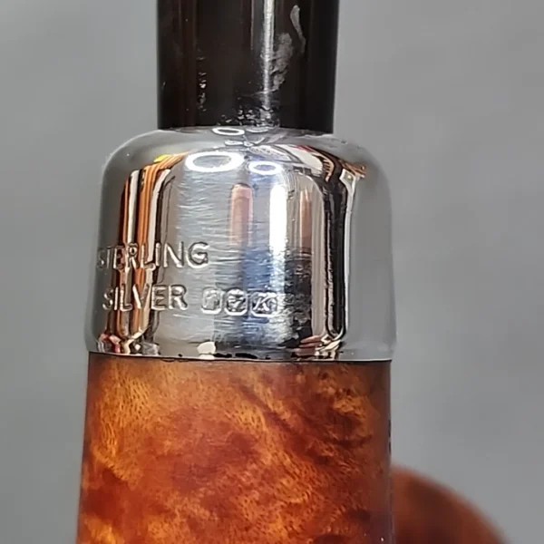 1996 Peterson Silver Mounted Army 68 Bent Brandy Estate Briar Pipe, Irish Estates - Image 4