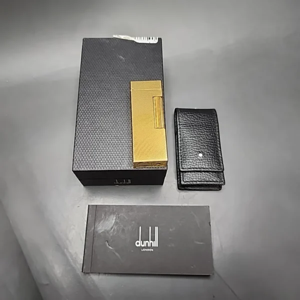 Dunhill Rollagas Gold Plate Barley Pipe Lighter, w/ Case, Used - Image 4