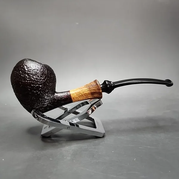 J Mouton Sandblasted Acorn Handmade Briar Pipe, New - Image 4