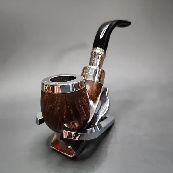 Peterson Flame Grain Spigot w/ Silver Cap 221 Smooth Bent Billiard Estate Briar Pipe, Irish Estates - Image 5