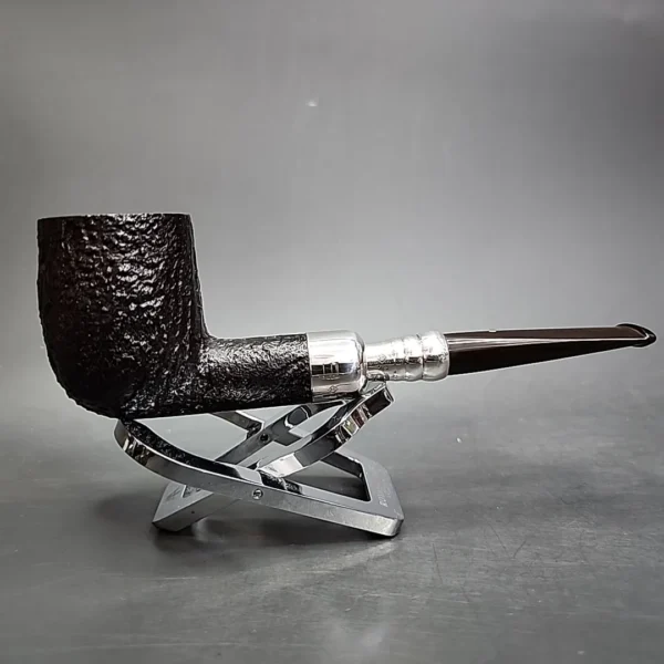 2001 Dunhill Christmas Sandblasted Silver Spigot Billiard Estate Briar Pipe, Unsmoked - Image 5