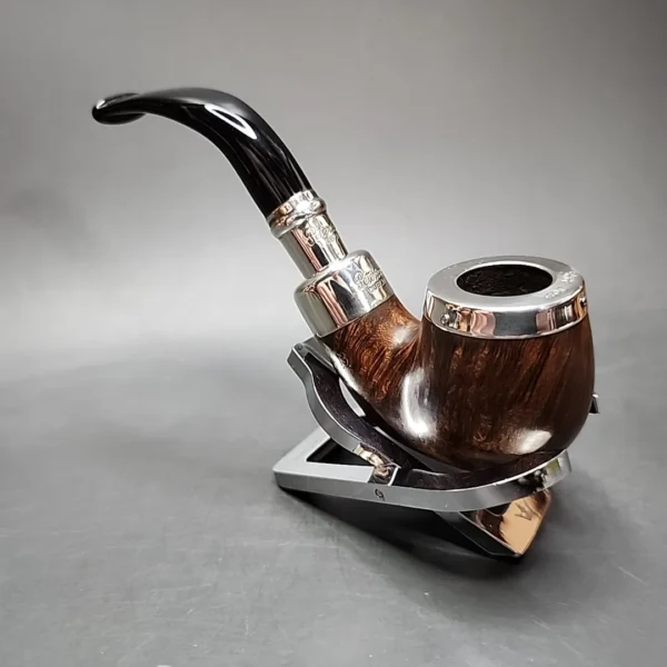 Peterson Flame Grain Spigot w/ Silver Cap 221 Smooth Bent Billiard Estate Briar Pipe, Irish Estates - Image 7