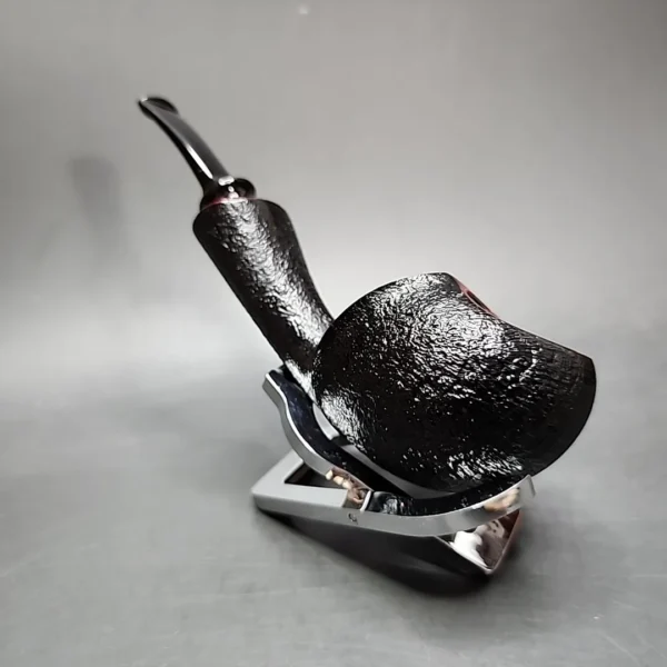 J Mouton Partially Sandblasted Spearfish Handmade Briar Pipe, New - Image 7