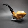 MBSD Meerschaum Deluxe Asymmetrical Freehand Block Meerschaum Pipe, Briar-Mortise - Image 7