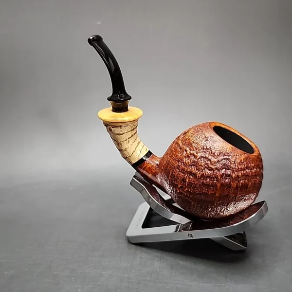 Doctor's Pipes Flash Grade Sandblasted Bent Apple Handmade Briar Pipe, New - Image 8