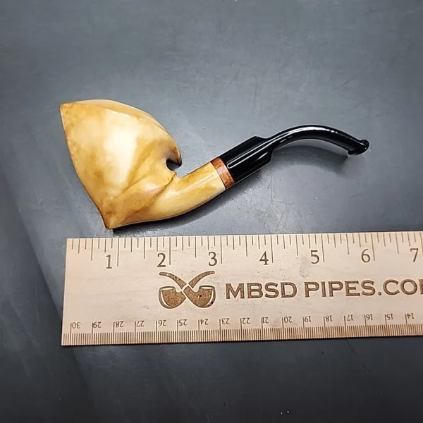 MBSD Meerschaum Deluxe Asymmetrical Freehand Block Meerschaum Pipe, Briar-Mortise - Image 8