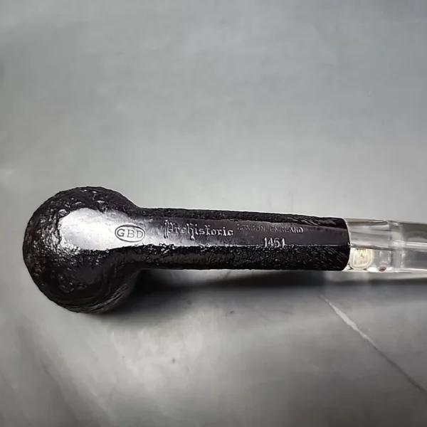 GBD Prehistoric 1454 Sandblasted Billiard w/ Perspex Estate Briar Pipe, Unsmoked - Image 8