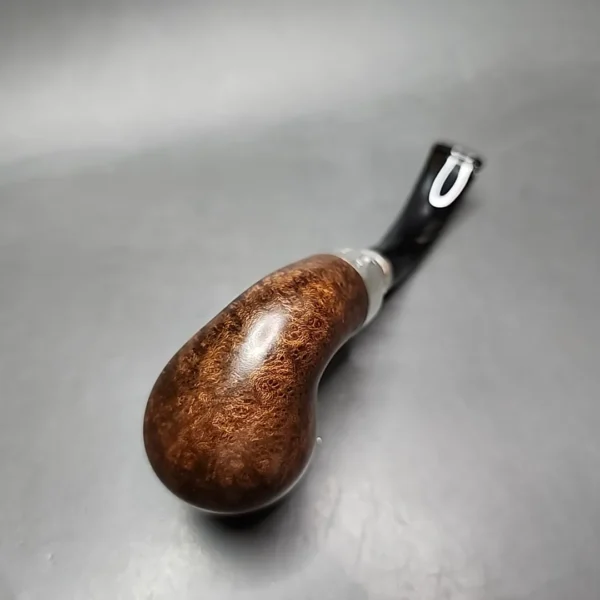 Peterson Flame Grain Spigot w/ Silver Cap 221 Smooth Bent Billiard Estate Briar Pipe, Irish Estates - Image 9