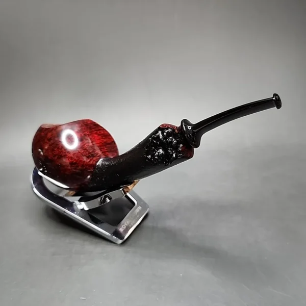 J Mouton Partially Sandblasted Spearfish Handmade Briar Pipe, New - Image 9