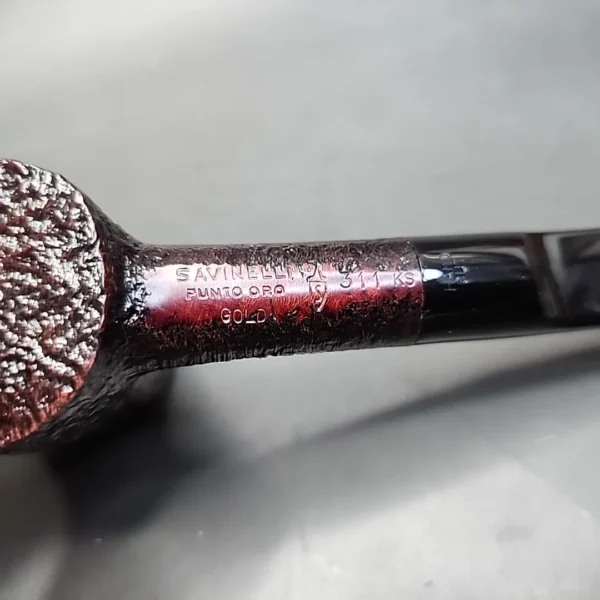 Savinelli Punto Oro Gold 311 KS Sandblasted Poker Estate Briar Pipe, Unsmoked, 9mm - Image 9